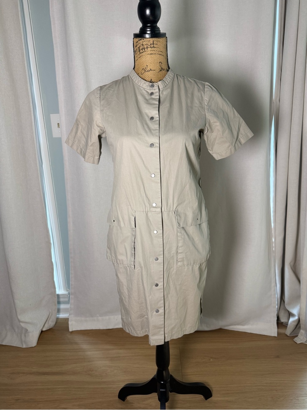COS Short-Sleeve Utility Dress Jacket in Light Taupe